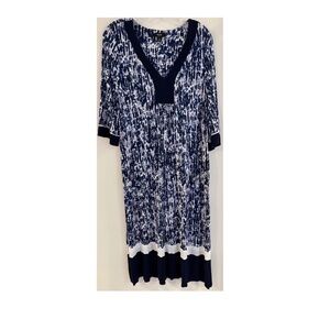 SIMPLY VERA VERA WANG 3/4 Sleeve "Maxi" Caftan Navy/White Nightgown Pajamas M
